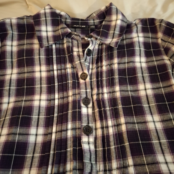 Apt. 9 Womn's Purple and White Plaid Button Down Mini Dress - Picture 6 of 9